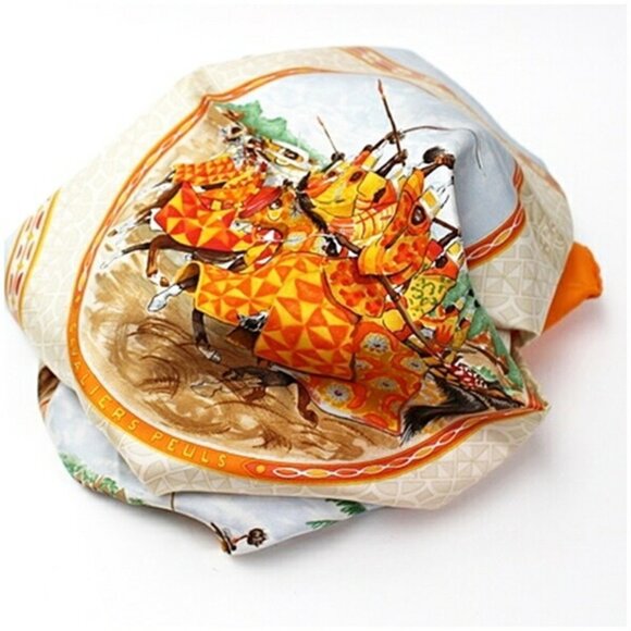 HERMES Authentic Orange Scarf - Picture 7 of 8